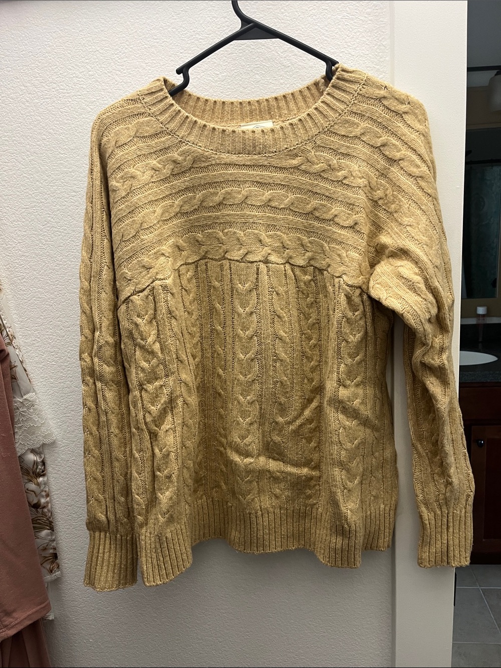 St. John's Bay Cable-Knit Crewneck Sweater in Mustard